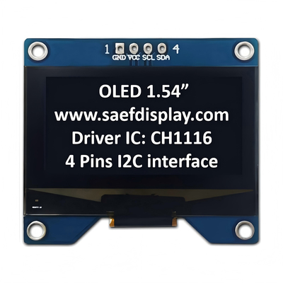 I2C Arayüzü ve CH1116 Sürücüsü ile fabrikalı 1.54 inçlik OLED Ekran 128x64