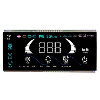 Özel 7-Bölümlü LCD Ekran Ozon aniyon dezenfeksiyon makinesi, taze hava kontrolörü, VA siyah arka plan LCD