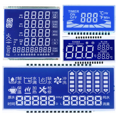 Özel STN LCD Panelli, STN Mavi Modu/Arkaplan Beyaz Karakterler/Şriftler Ekranı, Metal Pin Bağlantısı