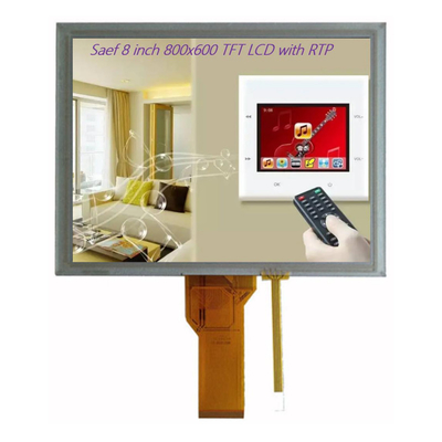 Dahili Sistemler ve Endüstriyel Cihazlar için 8 inçlik TFT-LCD, TFT LCD Ekranı 8" 800x600 RGB 50 Pin Resistive Touch