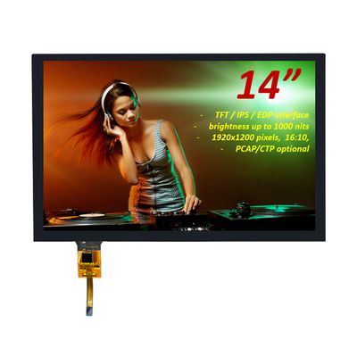 14 inç TFT LCD ekran 1920x1200 Piksel 16:10 CTP dokunuşlu EDP arayüzü