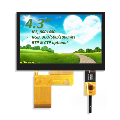 4.3 inç TFT LCD Monitörü RGB 800X480 ST7282 Sürücü IC Tam Görünümlü TFT LCD Modülü