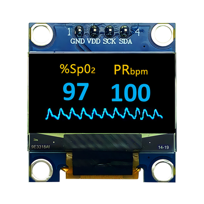 4 Başlık düğmesi 0.96 Inch OLED Ekran Modülü 128x64 Piksel I2C Arayüzü Sarı+Mavi Renk