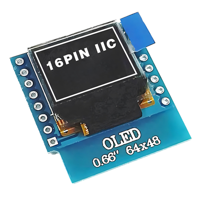 0.66 inç IIC OLED Ekranı 16 Pin 64x48 Piksel, Beyaz/Mavi Yazı Tipi Ultra Düşük Güçlü OLED Ekranı