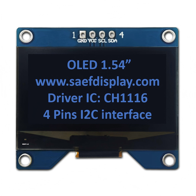 I2C Arayüzü ve CH1116 Sürücüsü ile fabrikalı 1.54 inçlik OLED Ekran 128x64