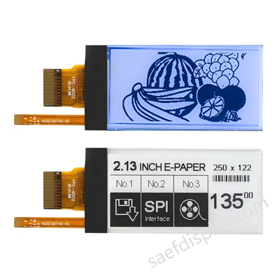 2.13" Ön Işıklı E-ink Ekran | 122×250 | 0.3s Kısmi Yenileme | SPI Arayüzü | Özel CTP