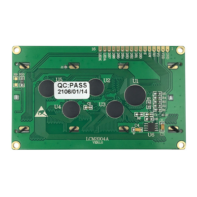 20x4 Karakter LCD Ekran Modülü Sarı/Yeşil STN 3.3V Mantık Arka Işık -20°C-70°C İzleme Yönü Saat 6 Uygunluk REACH RoHS Uyumlu