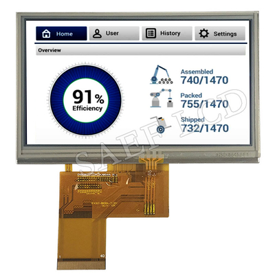 4.3" İnç LCD TFT Ekran 480x272 IPS tam görüş açılı RGB arayüzü, Dirençli Dokunmatik Panel LCD TFT Ekranlı